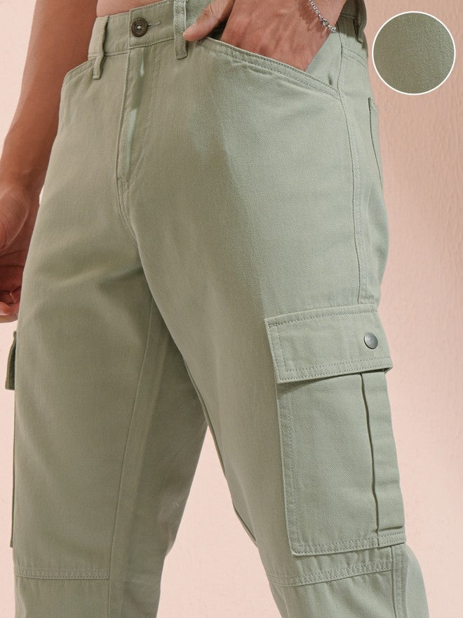 Highlander Men Grey Straight Fit Cargo Trousers - Grey - Image 5