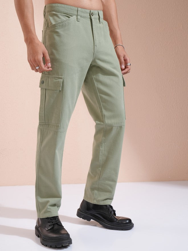 Highlander Men Grey Straight Fit Cargo Trousers - Grey - Image 6