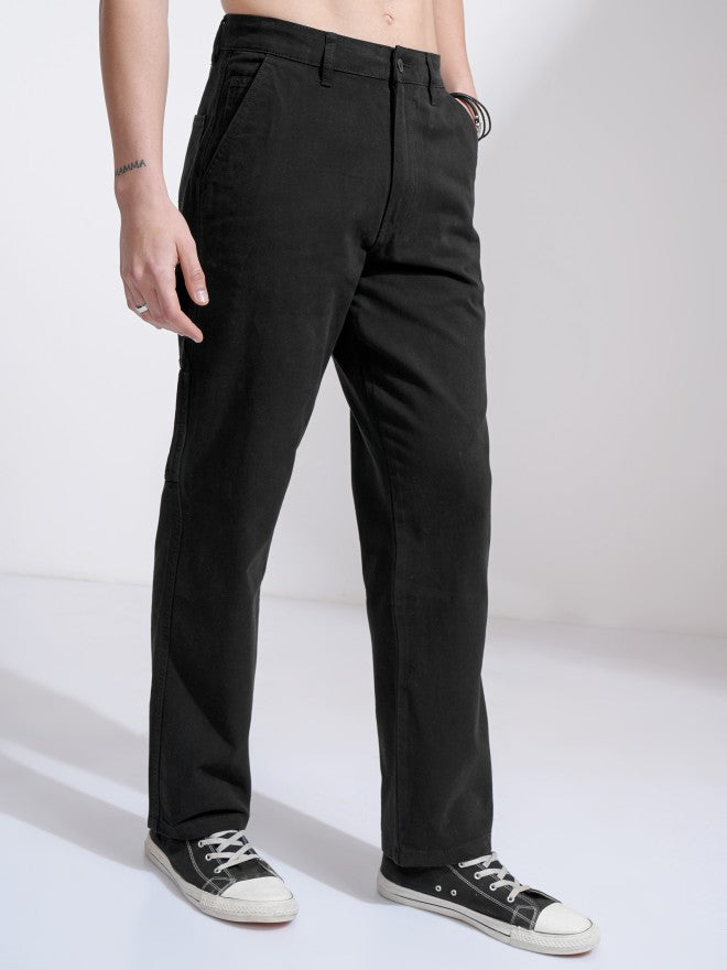 Purple By Highlander Men Black Straight Fit Solid Cargo - Black - Image 6