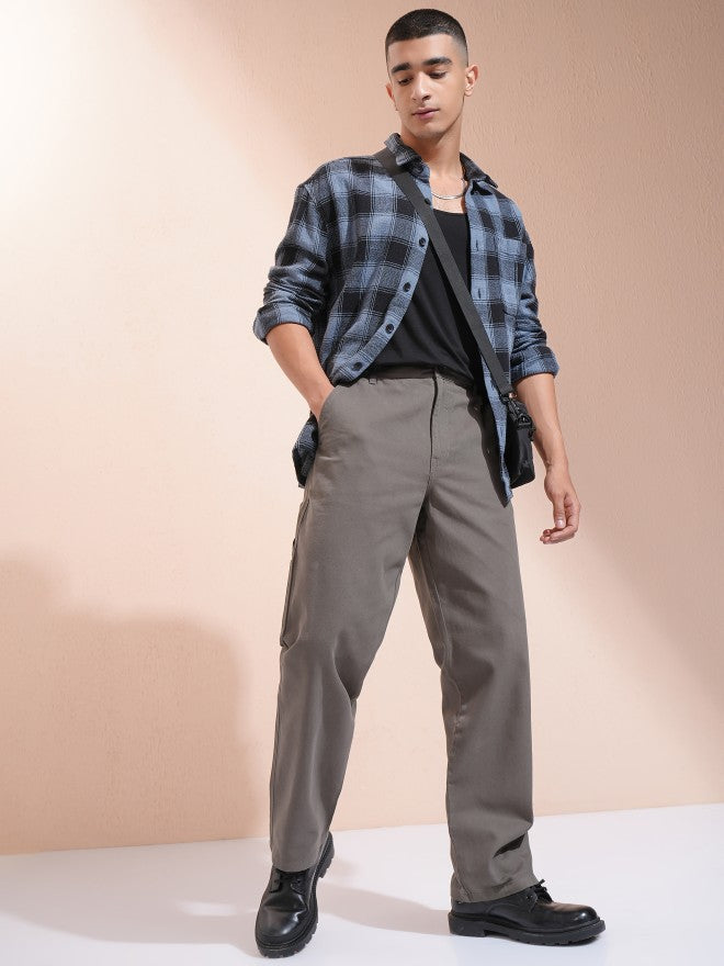 Purple By Highlander Men Grey Carpenter Fit Solid Cargo - Grey - Image 2