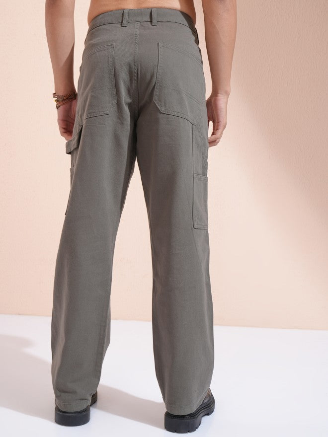 Purple By Highlander Men Grey Carpenter Fit Solid Cargo - Grey - Image 3