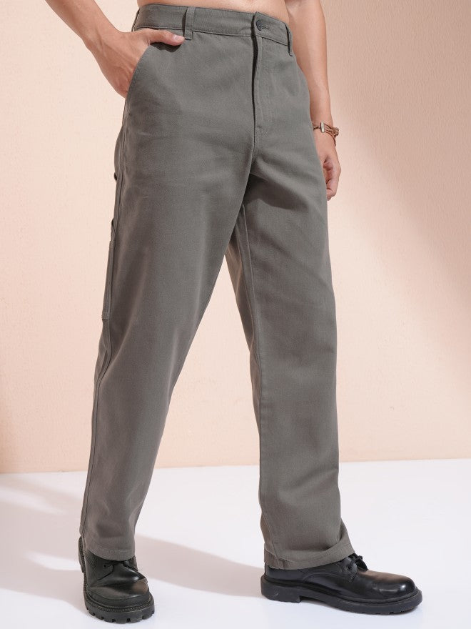 Purple By Highlander Men Grey Carpenter Fit Solid Cargo - Grey - Image 6