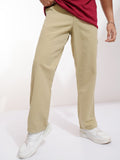 Purple By Highlander Men Beige Straight Fit Solid Cargo - Beige - Image 1