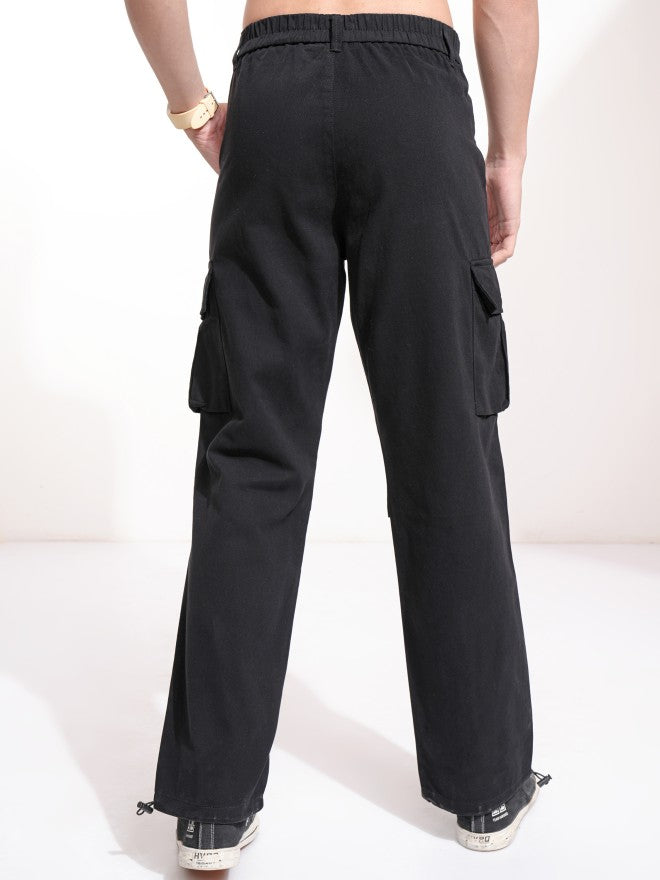 Highlander Men Black Straight Fit Solid Cargos - Black - Image 3