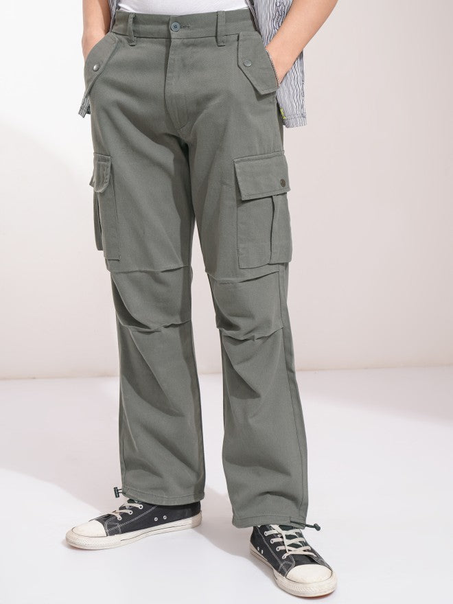 Highlander Men Grey Straight Fit Solid Cargos - Grey - Image 1
