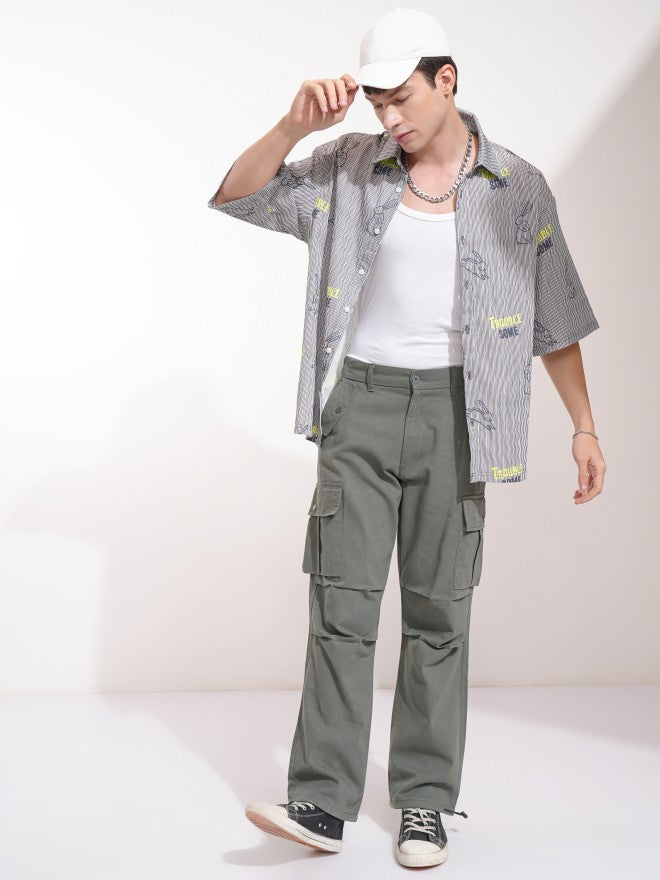 Highlander Men Grey Straight Fit Solid Cargos - Grey - Image 2