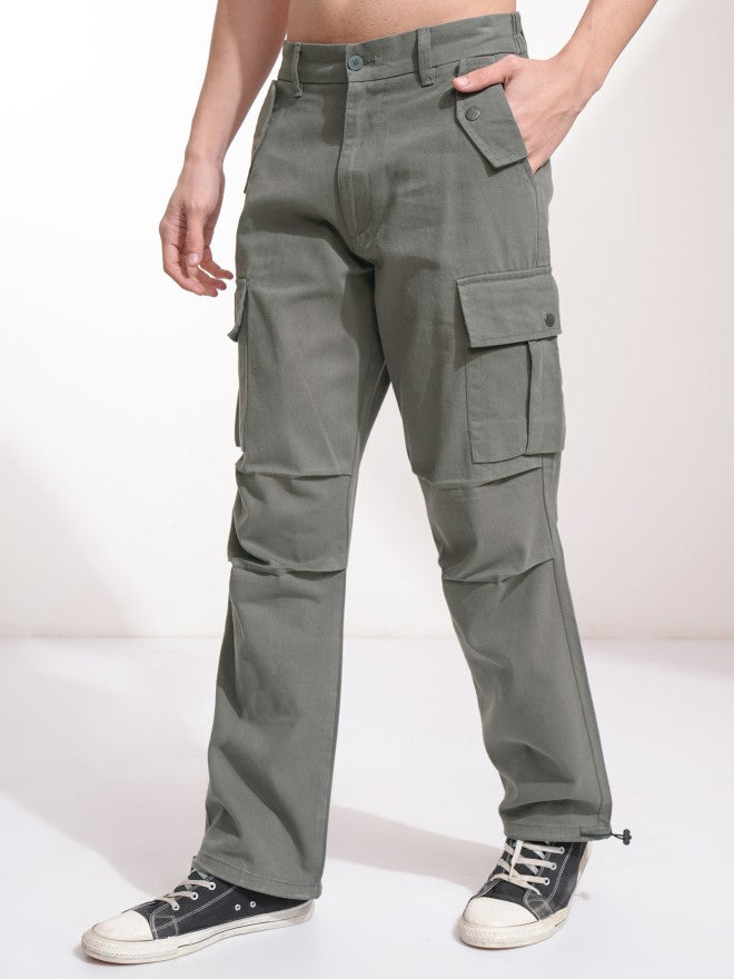 Highlander Men Grey Straight Fit Solid Cargos - Grey - Image 4
