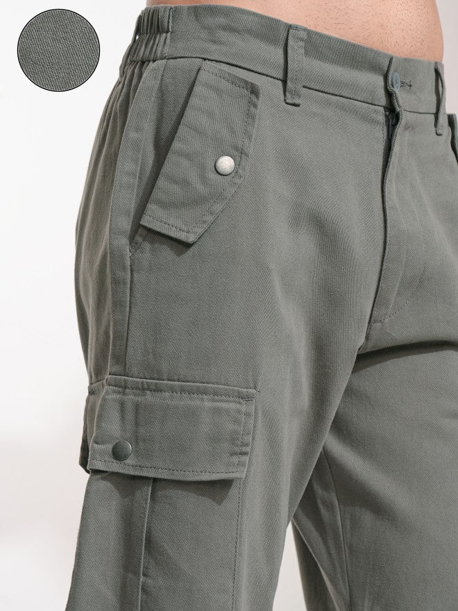 Highlander Men Grey Straight Fit Solid Cargos - Grey - Image 5