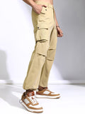 Highlander Men Yellow Straight Fit Solid Cargos - Yellow - Image 1