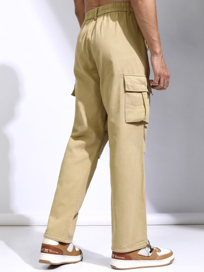 Highlander Men Yellow Straight Fit Solid Cargos - Yellow - Image 3