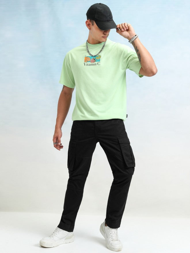 Highlander Men Black Straight Fit Solid Cargos - Black - Image 2
