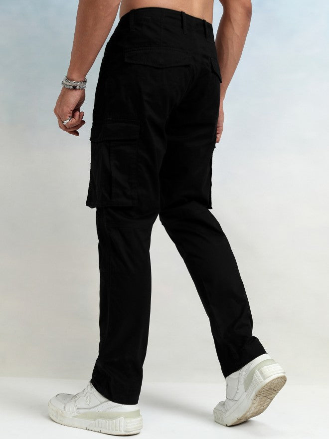 Highlander Men Black Straight Fit Solid Cargos - Black - Image 3