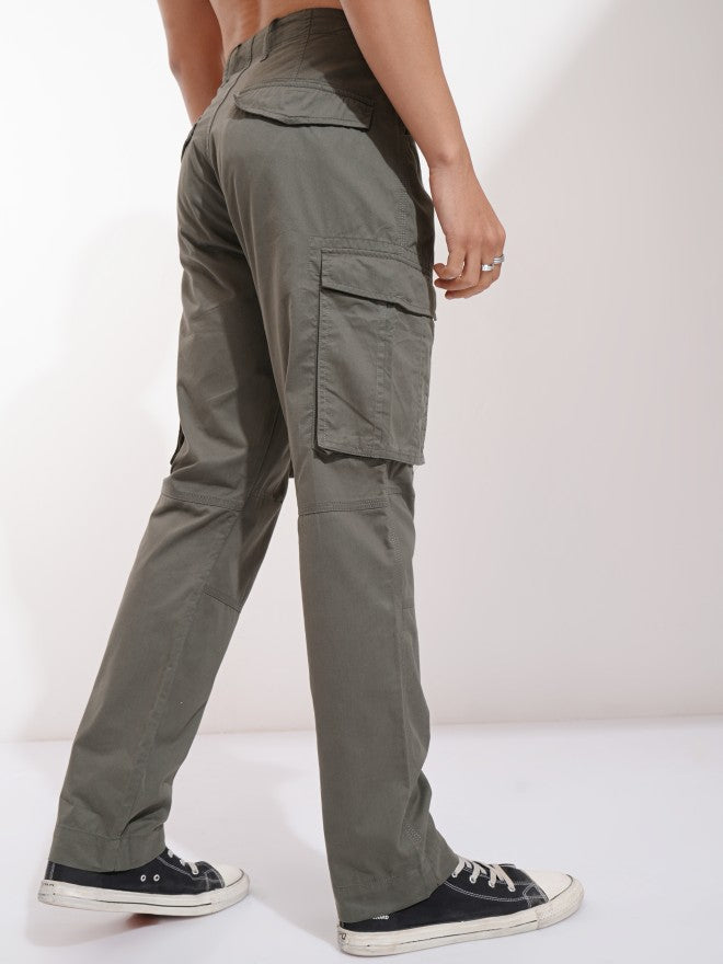 Highlander Men Grey Straight Fit Solid Cargos - Grey - Image 3