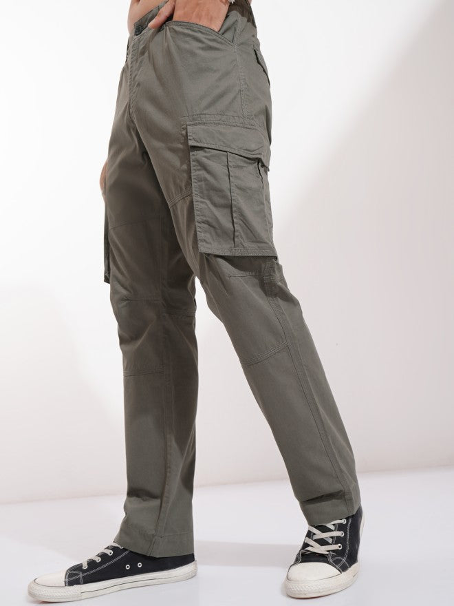 Highlander Men Grey Straight Fit Solid Cargos - Grey - Image 4