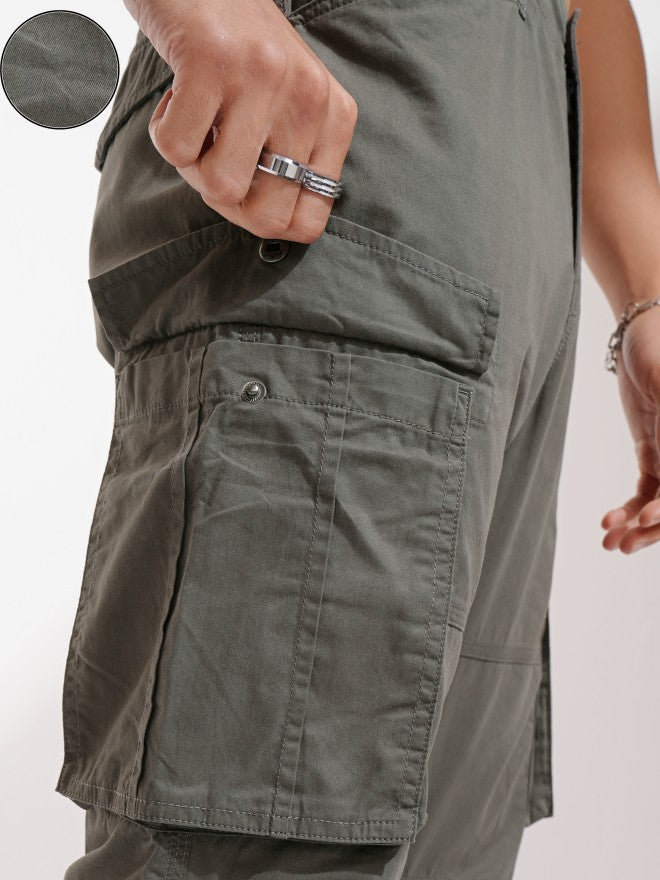 Highlander Men Grey Straight Fit Solid Cargos - Grey - Image 5