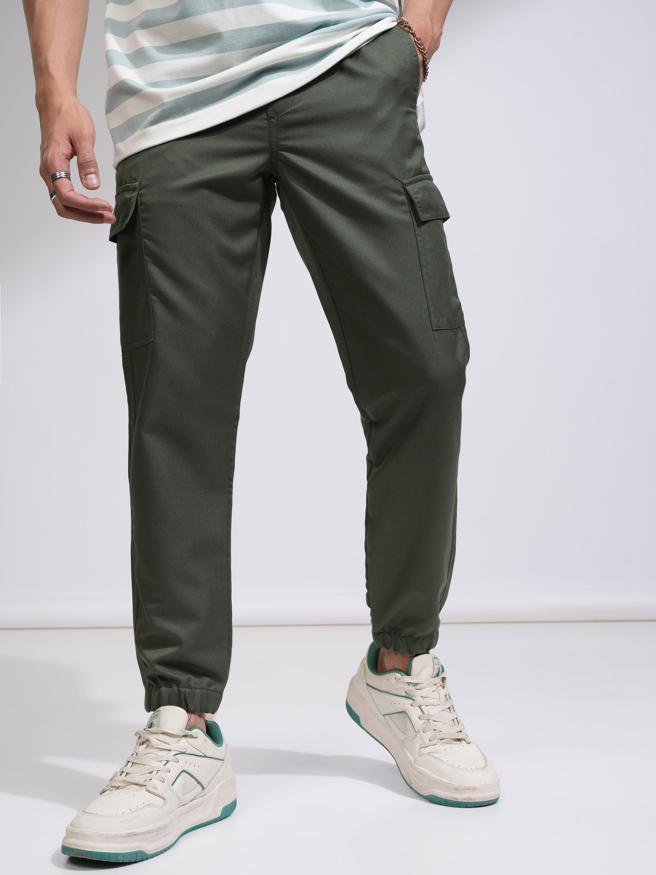 Purple By Highlander Men Grey Regular Fit Solid Joggers - Grey - Image 1