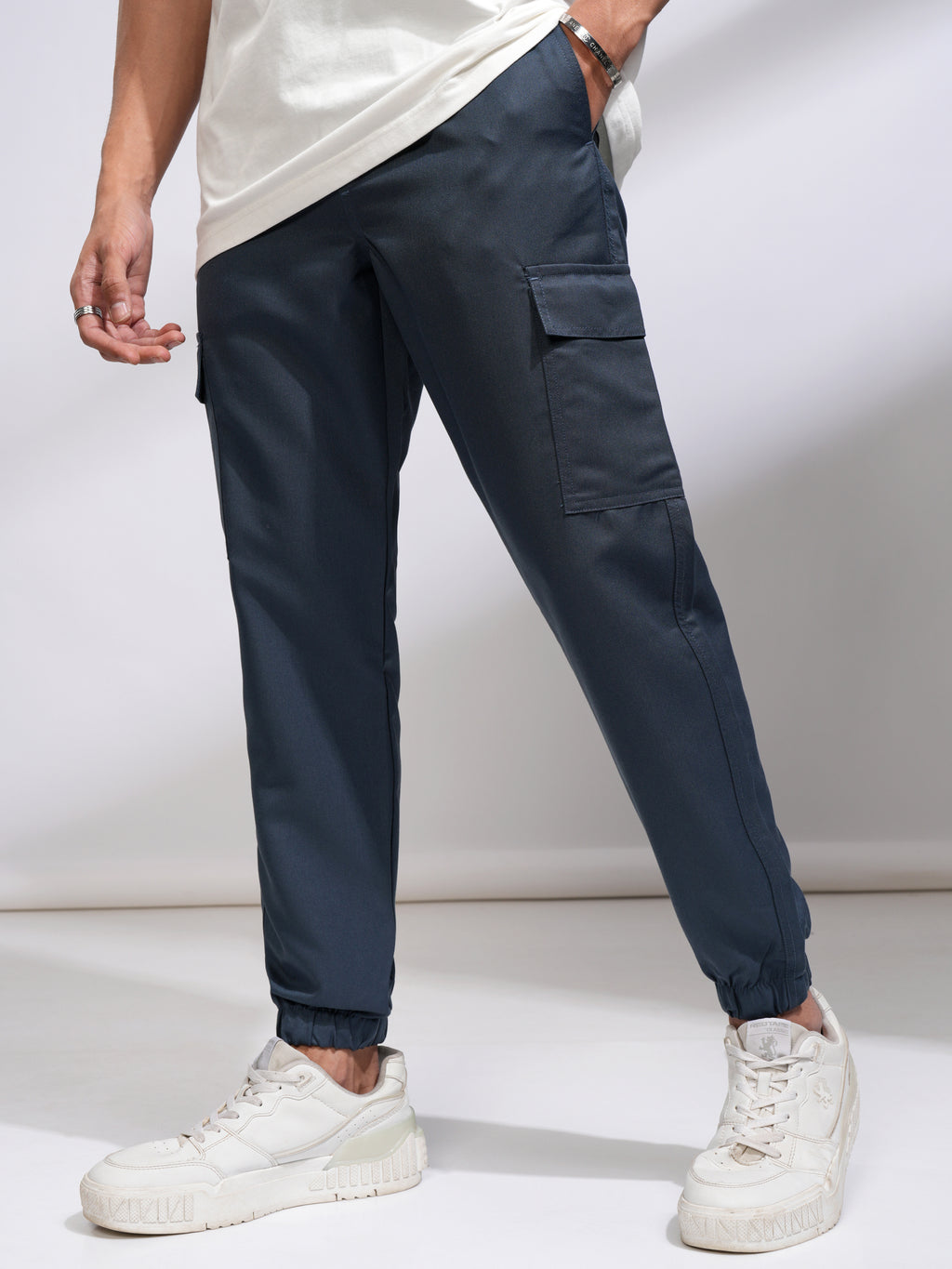 Purple By Highlander Men Blue Regular Fit Solid Joggers - Blue - Image 1