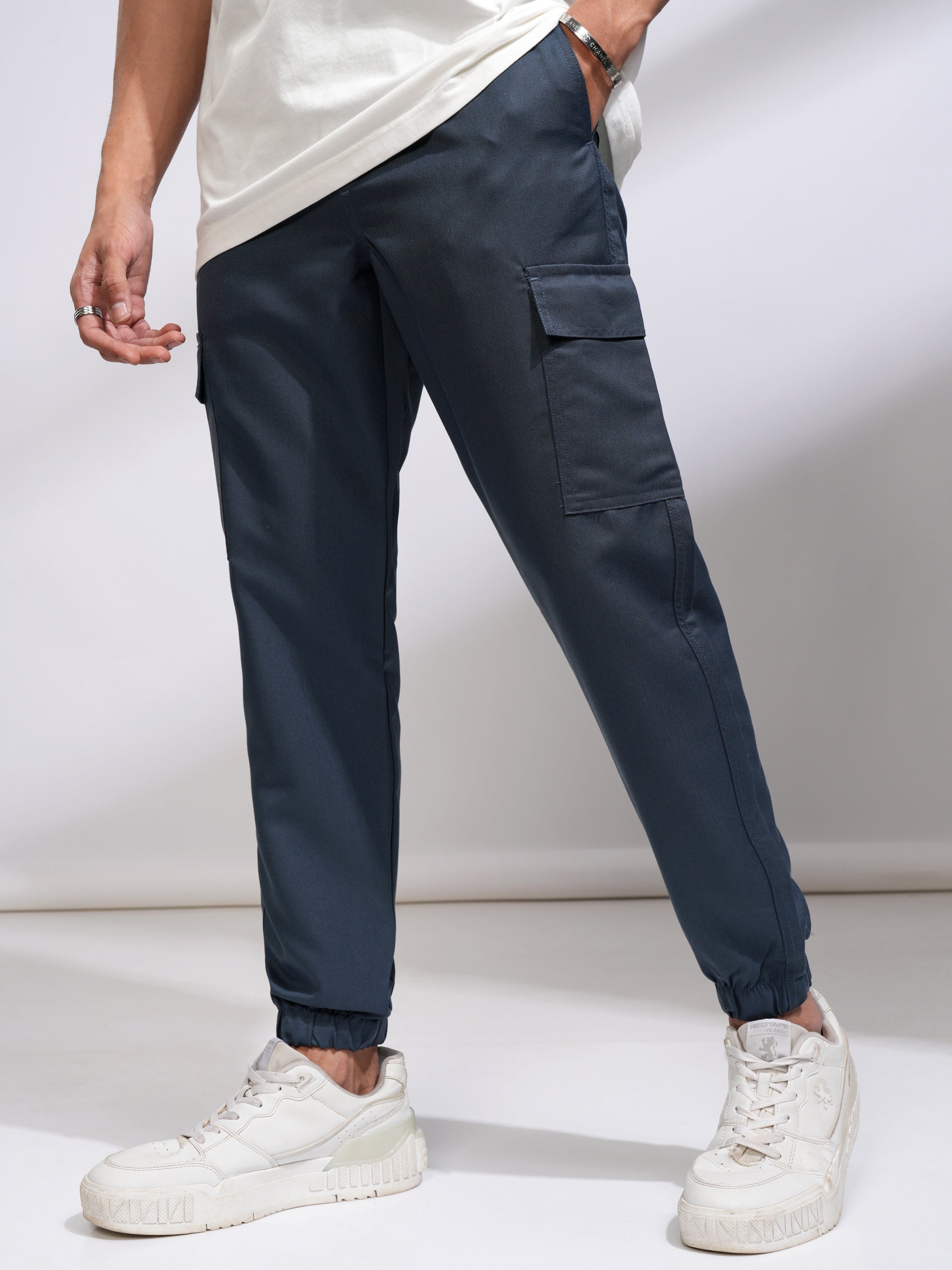 Purple By Highlander Men Blue Regular Fit Solid Joggers - Blue - Image 1