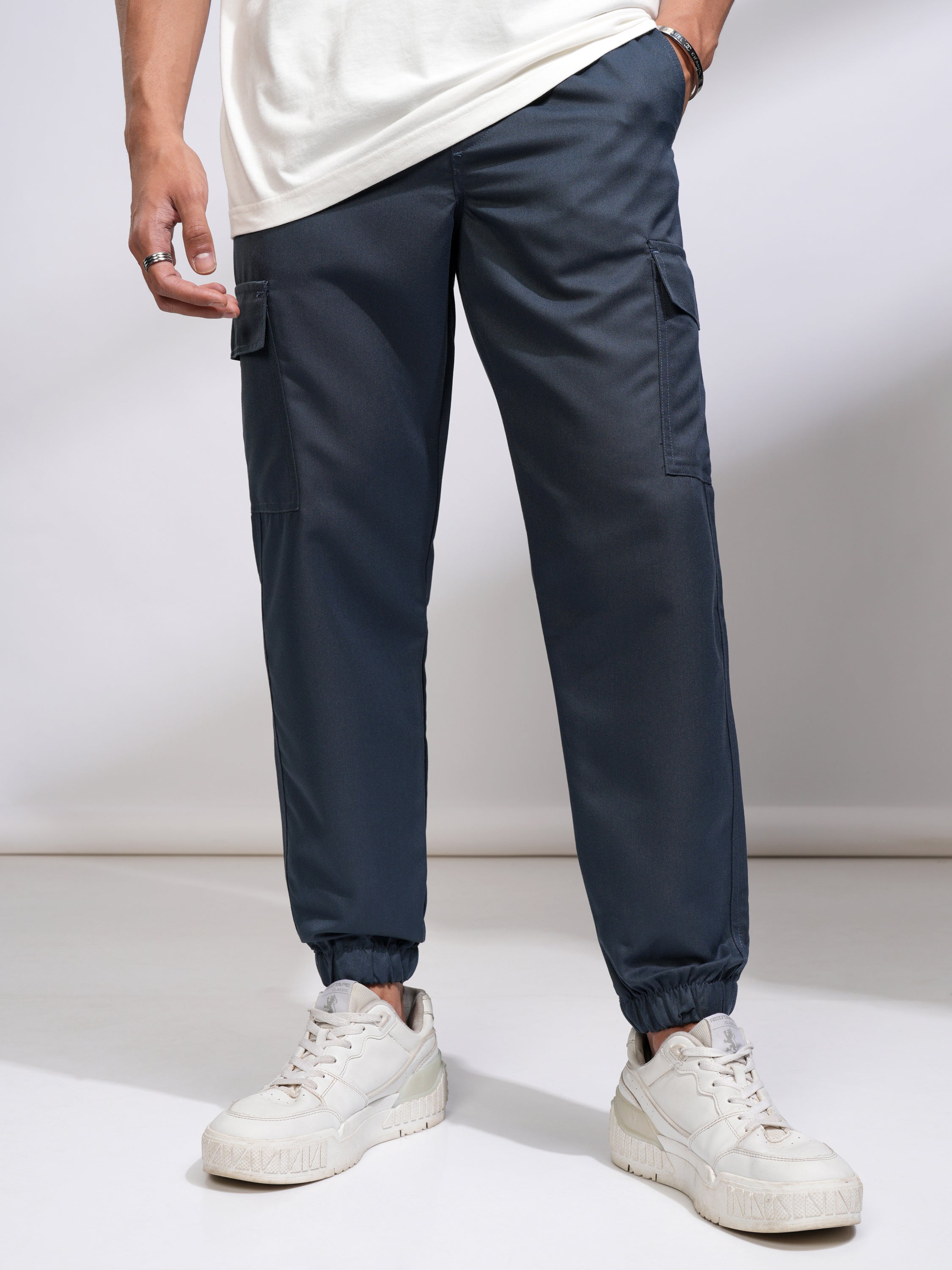 Purple By Highlander Men Blue Regular Fit Solid Joggers - Blue - Image 4