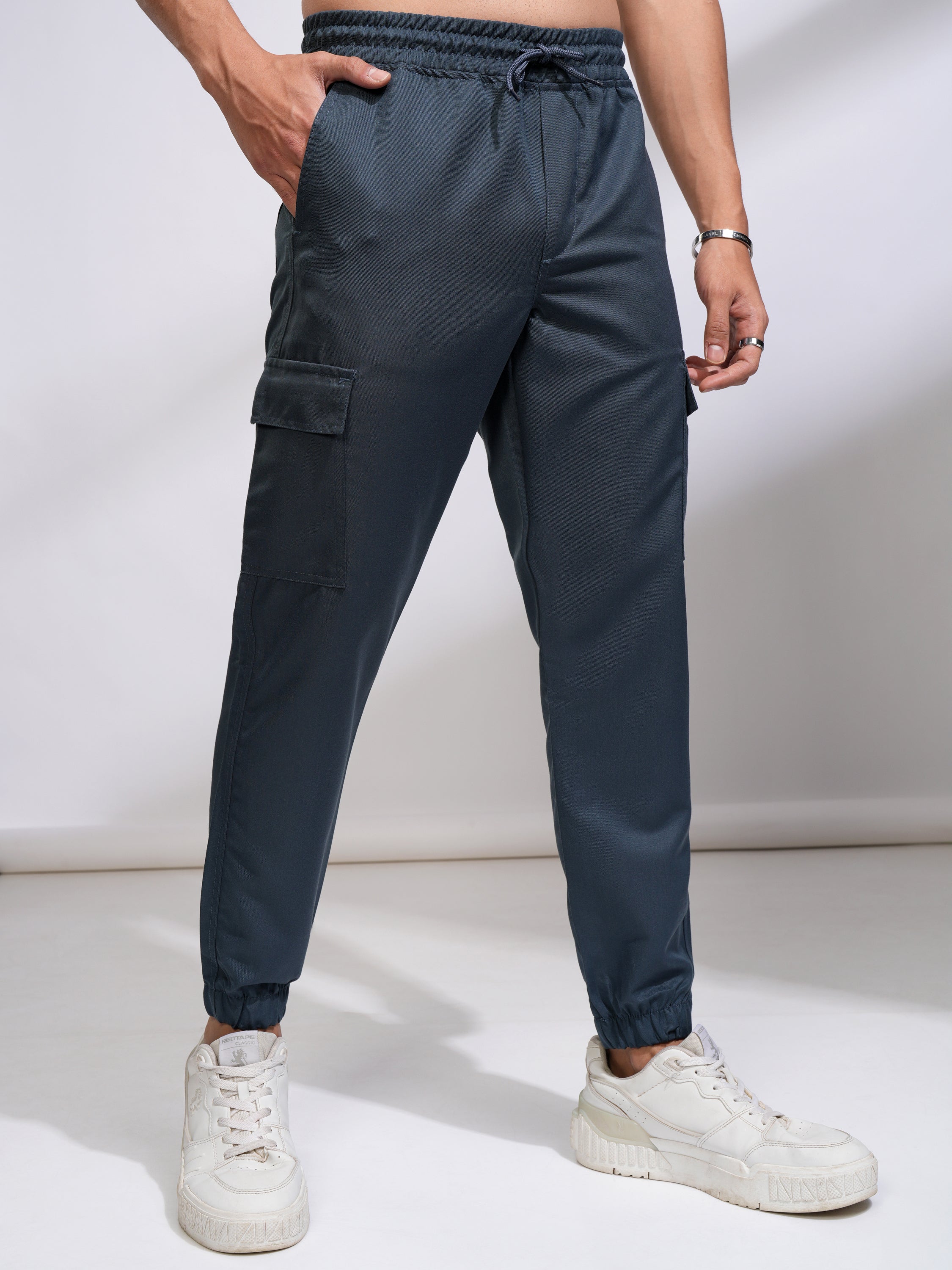 Purple By Highlander Men Blue Regular Fit Solid Joggers - Blue - Image 6