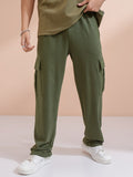Highlander Men Olive Straight Fit Solid Cargos - Olive - Image 1