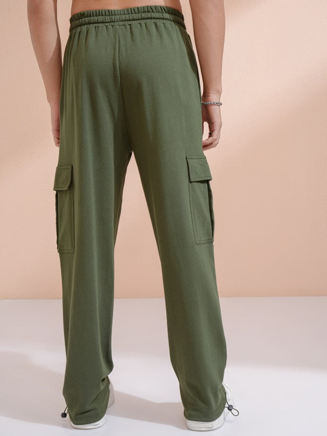 Highlander Men Olive Straight Fit Solid Cargos - Olive - Image 3