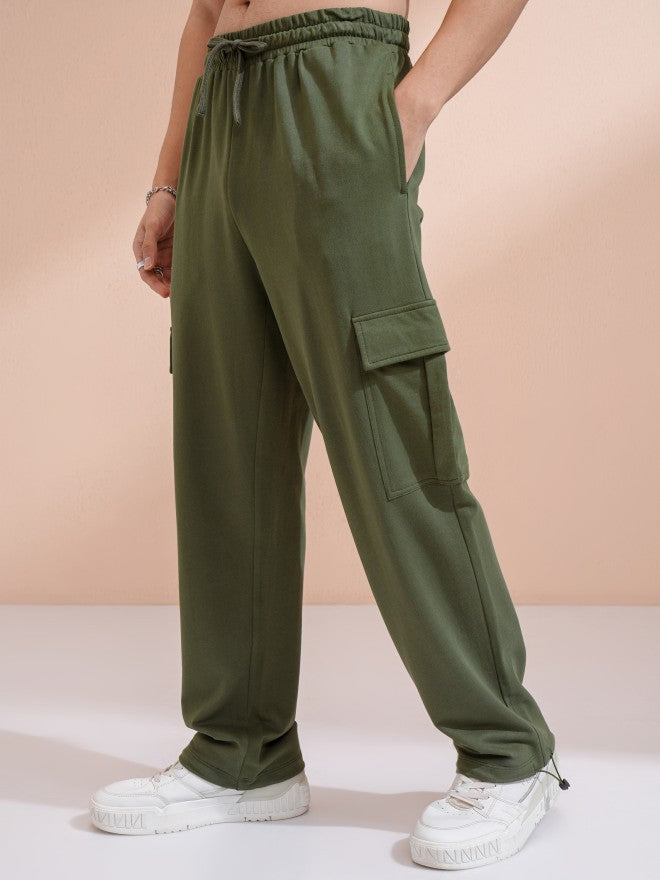 Highlander Men Olive Straight Fit Solid Cargos - Olive - Image 4