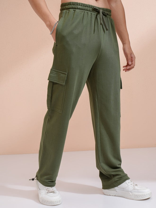 Highlander Men Olive Straight Fit Solid Cargos - Olive - Image 6