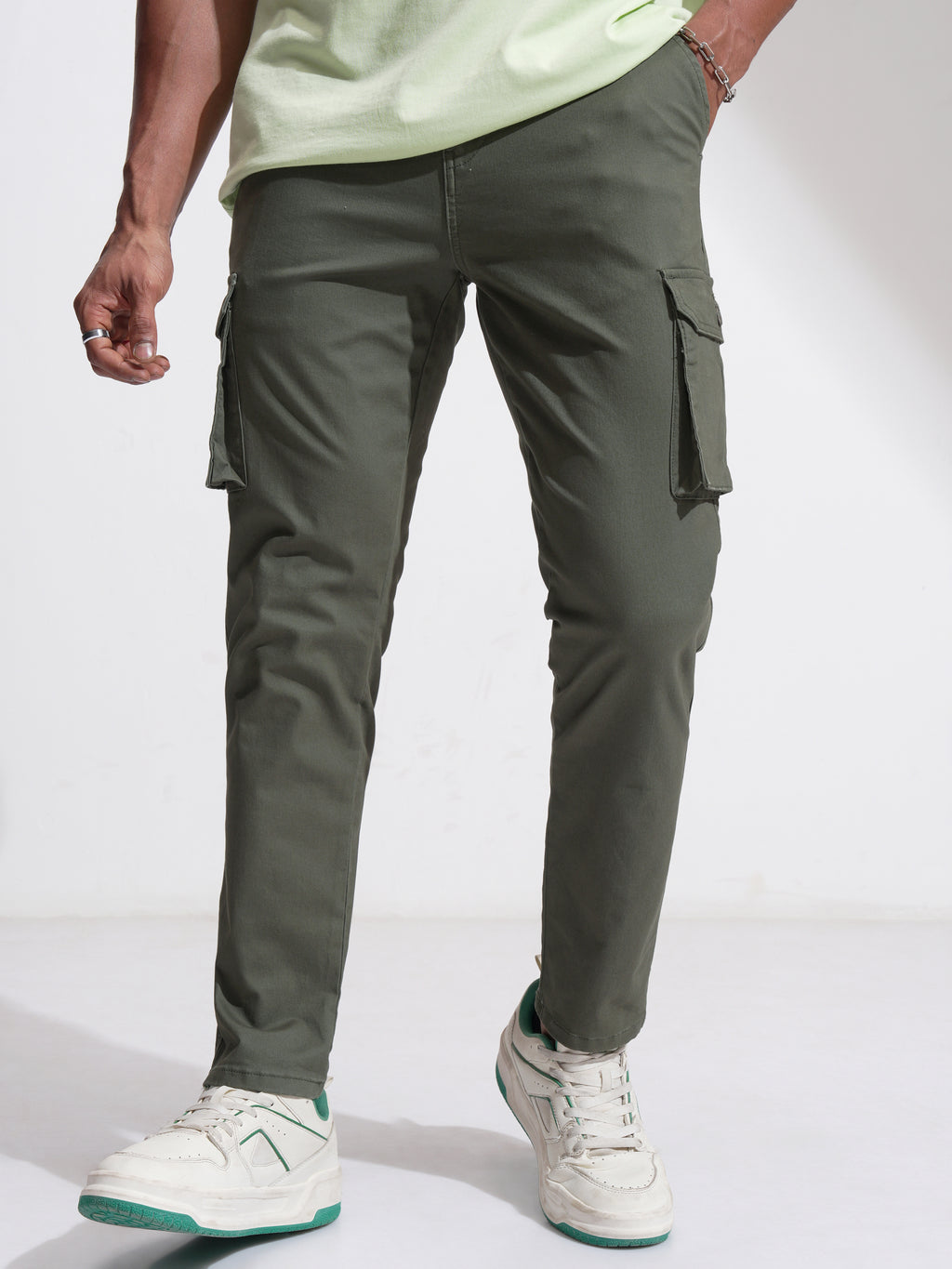 Purple By Highlander Men Brown Slim Fit Solid Cargo - Brown - Image 1