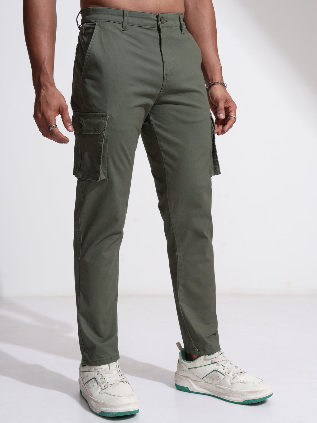 Purple By Highlander Men Brown Slim Fit Solid Cargo - Brown - Image 6