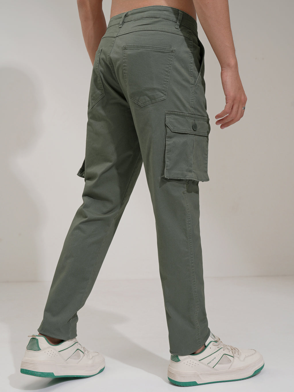 Purple By Highlander Men Green Regular Fit Solid Cargo - Green - Image 3