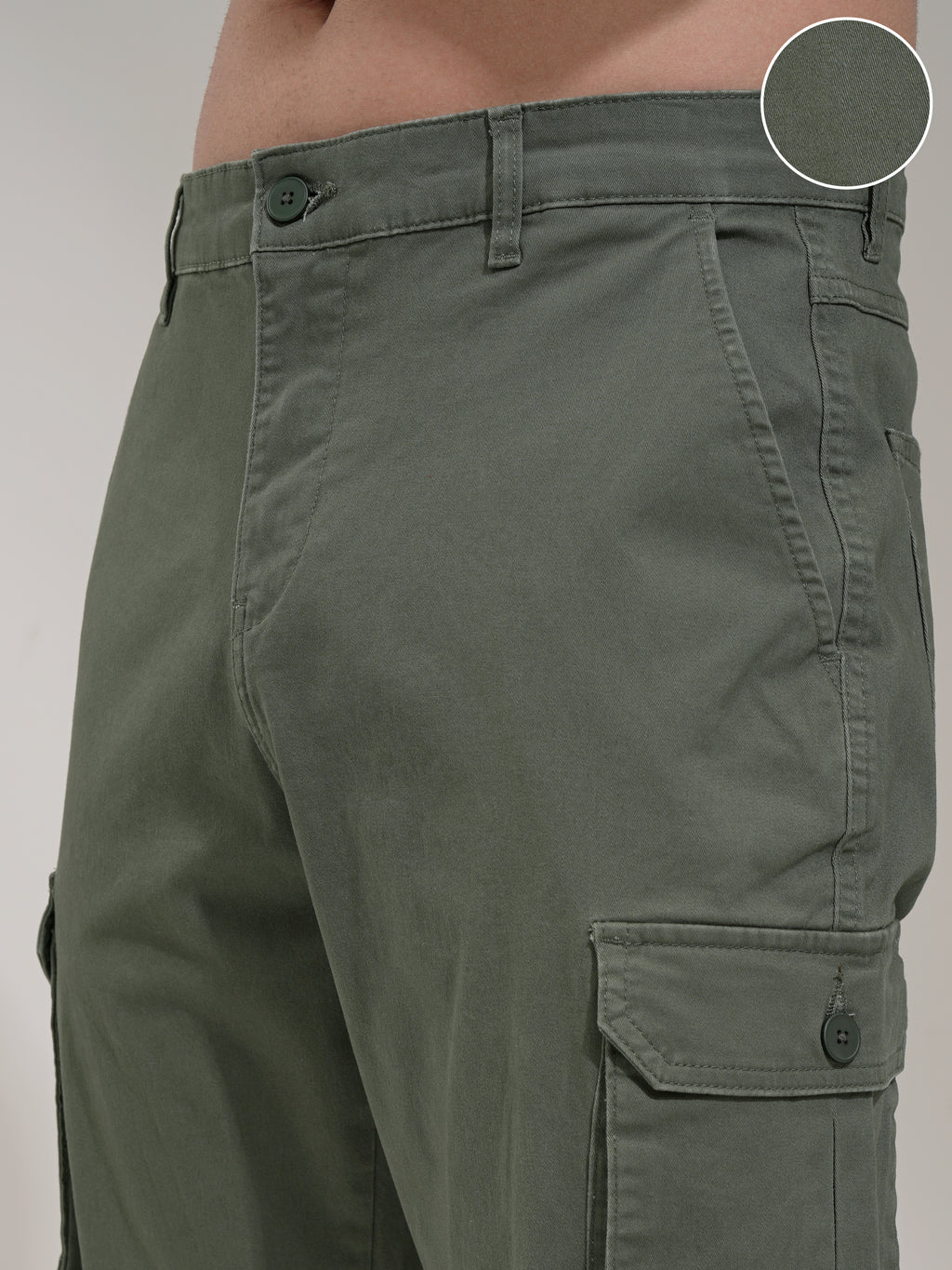 Purple By Highlander Men Green Regular Fit Solid Cargo - Green - Image 5