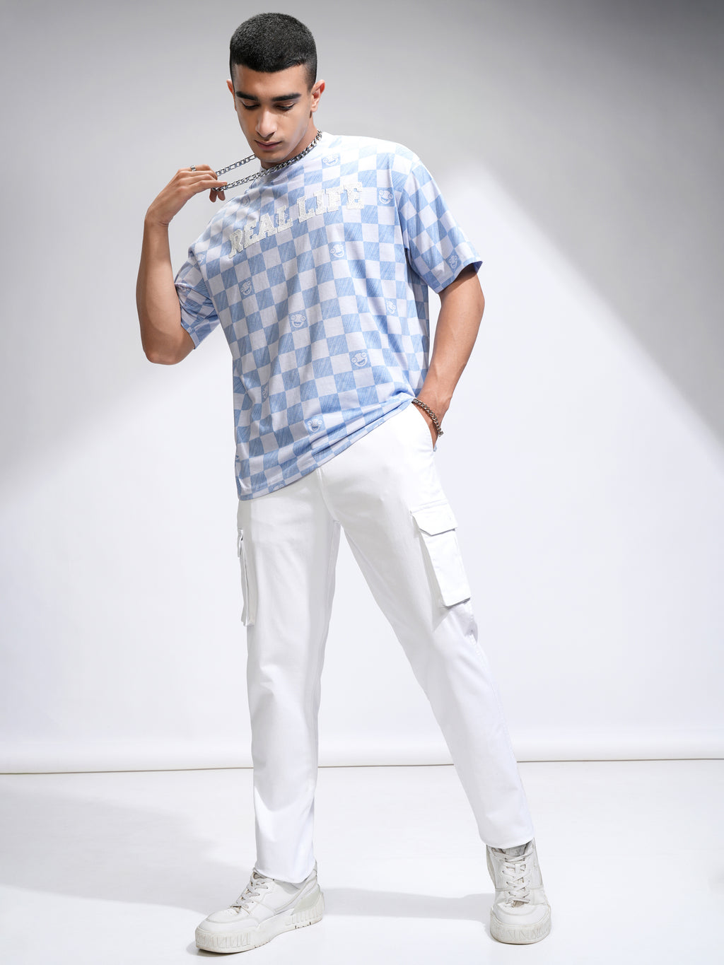 Purple By Highlander Men White Straight Fit Solid Cargo - White - Image 2