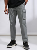 Purple By Highlander Men Grey Straight Fit Solid Cargo - Grey - Image 1