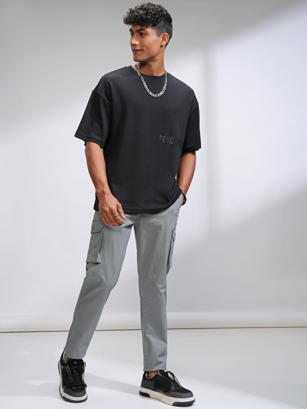 Purple By Highlander Men Grey Straight Fit Solid Cargo - Grey - Image 2