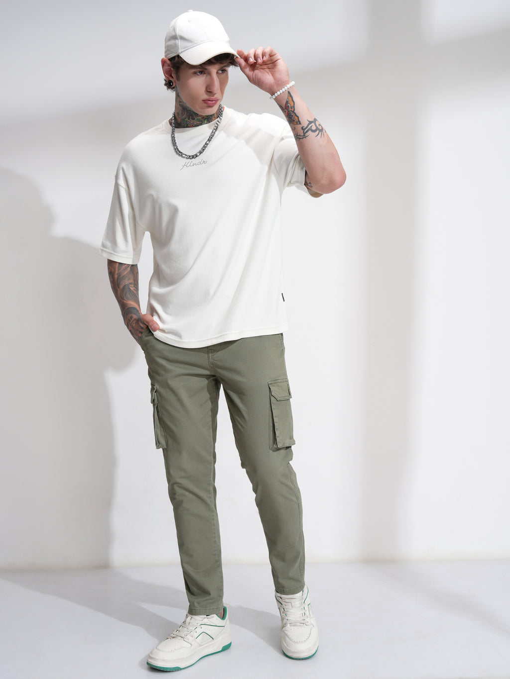 Purple By Highlander Men Green Regular Fit Solid Cargo - Green - Image 2