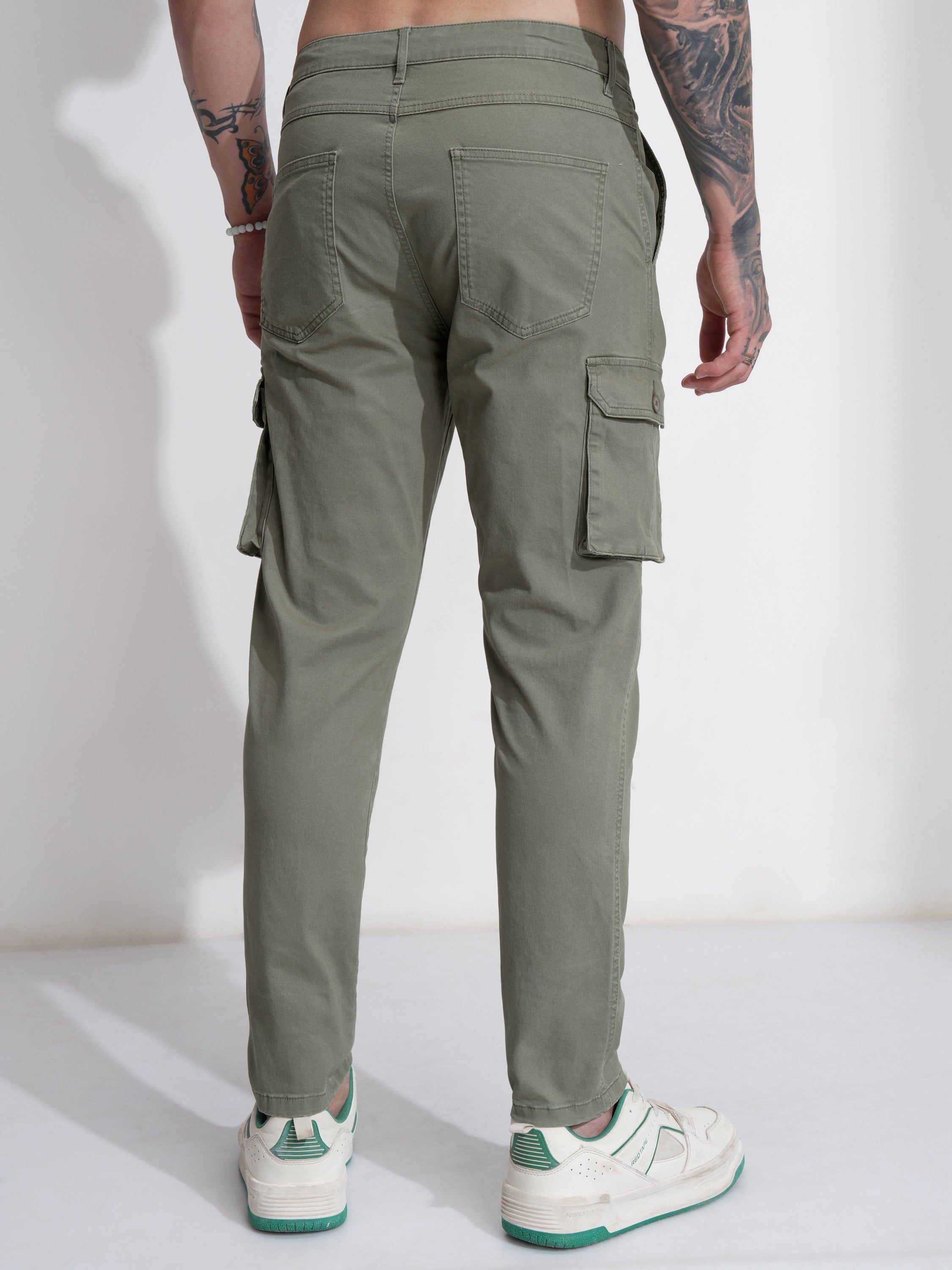 Purple By Highlander Men Green Regular Fit Solid Cargo - Green - Image 3