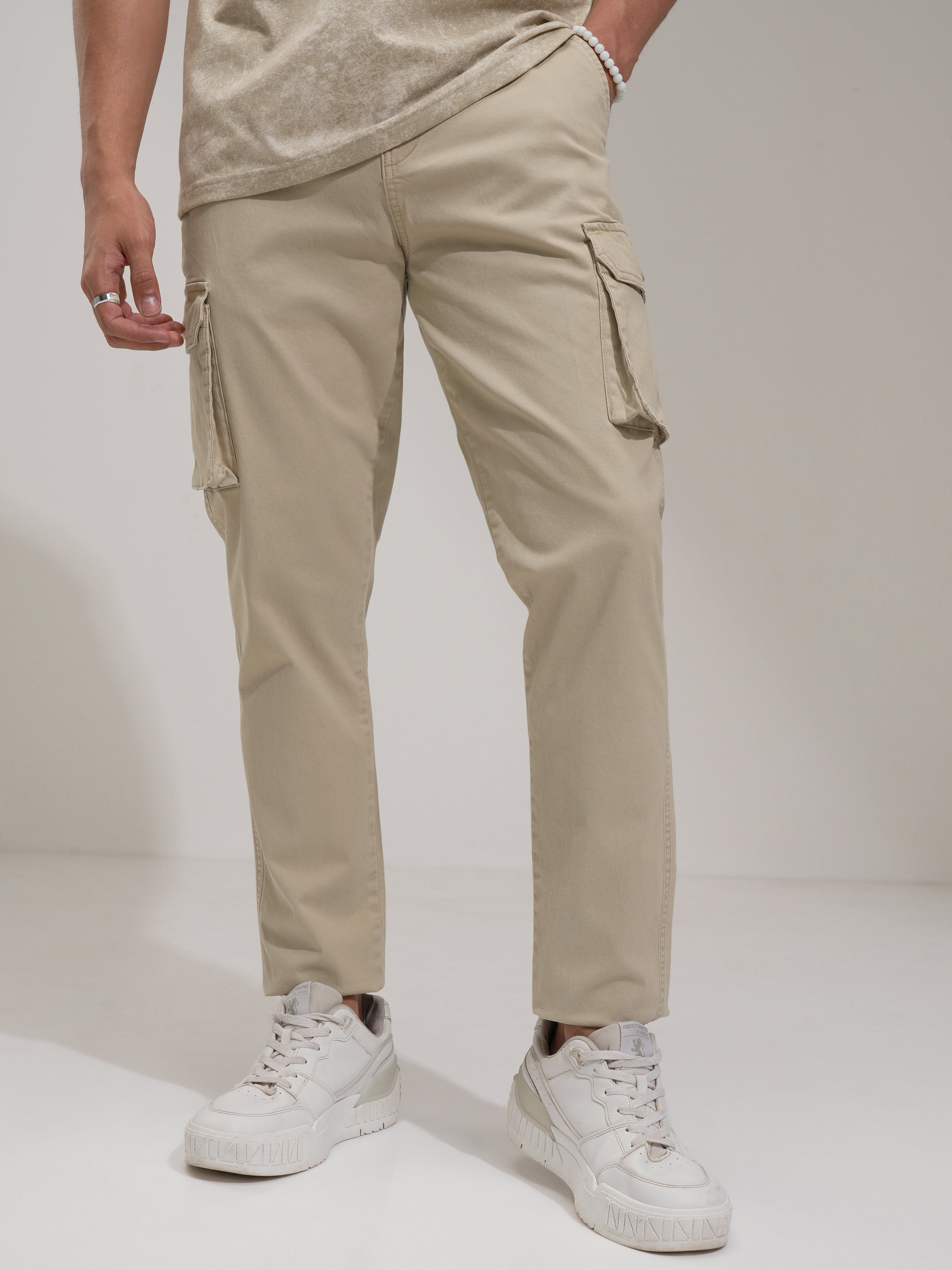 Purple By Highlander Men Grey Regular Fit Solid Cargo - Grey - Image 4