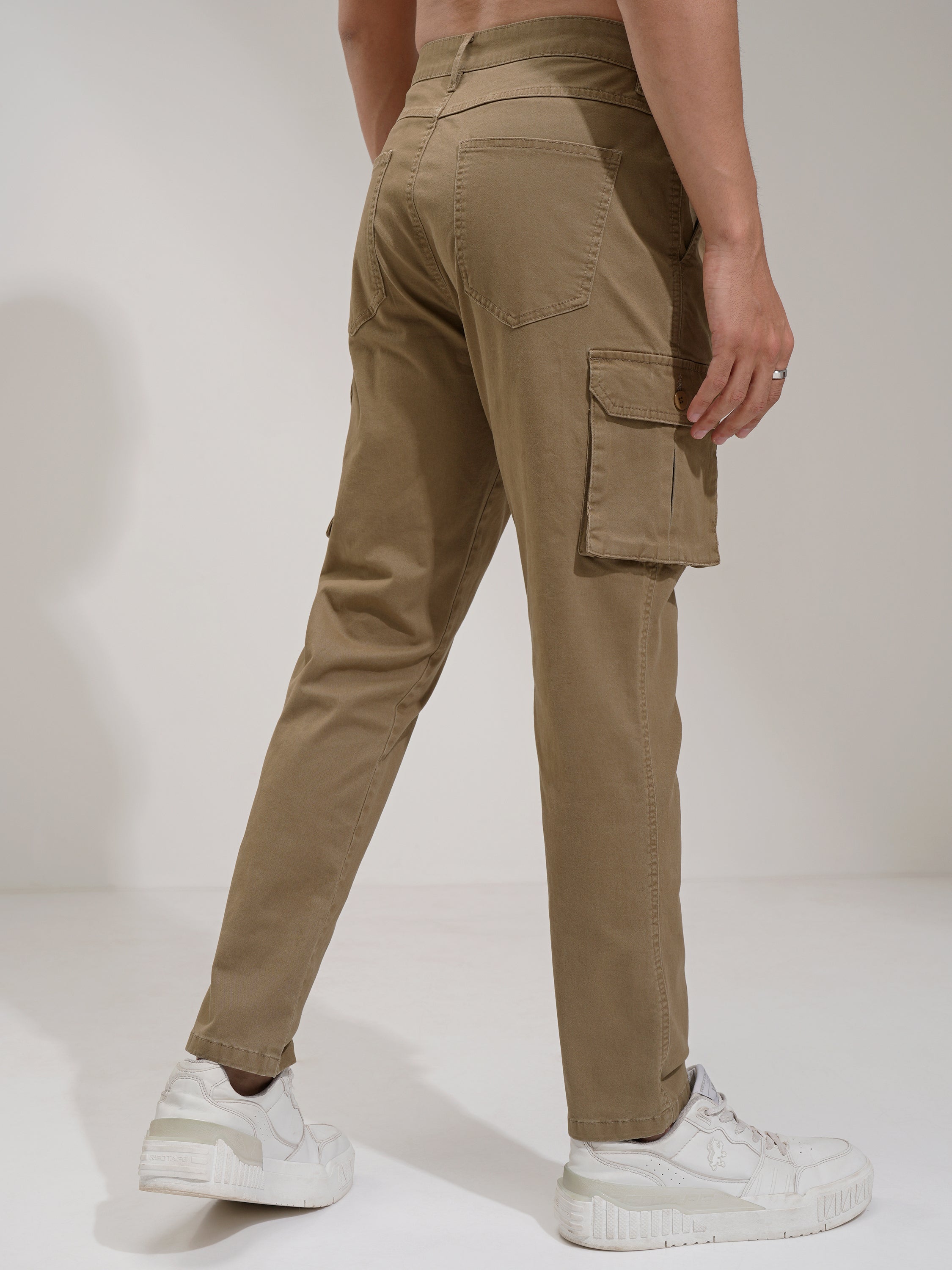 Purple By Highlander Men Brown Regular Fit Solid Cargo - Brown - Image 3