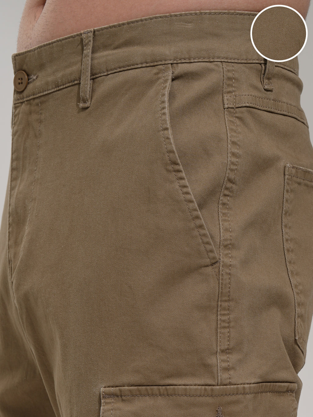 Purple By Highlander Men Brown Regular Fit Solid Cargo - Brown - Image 5