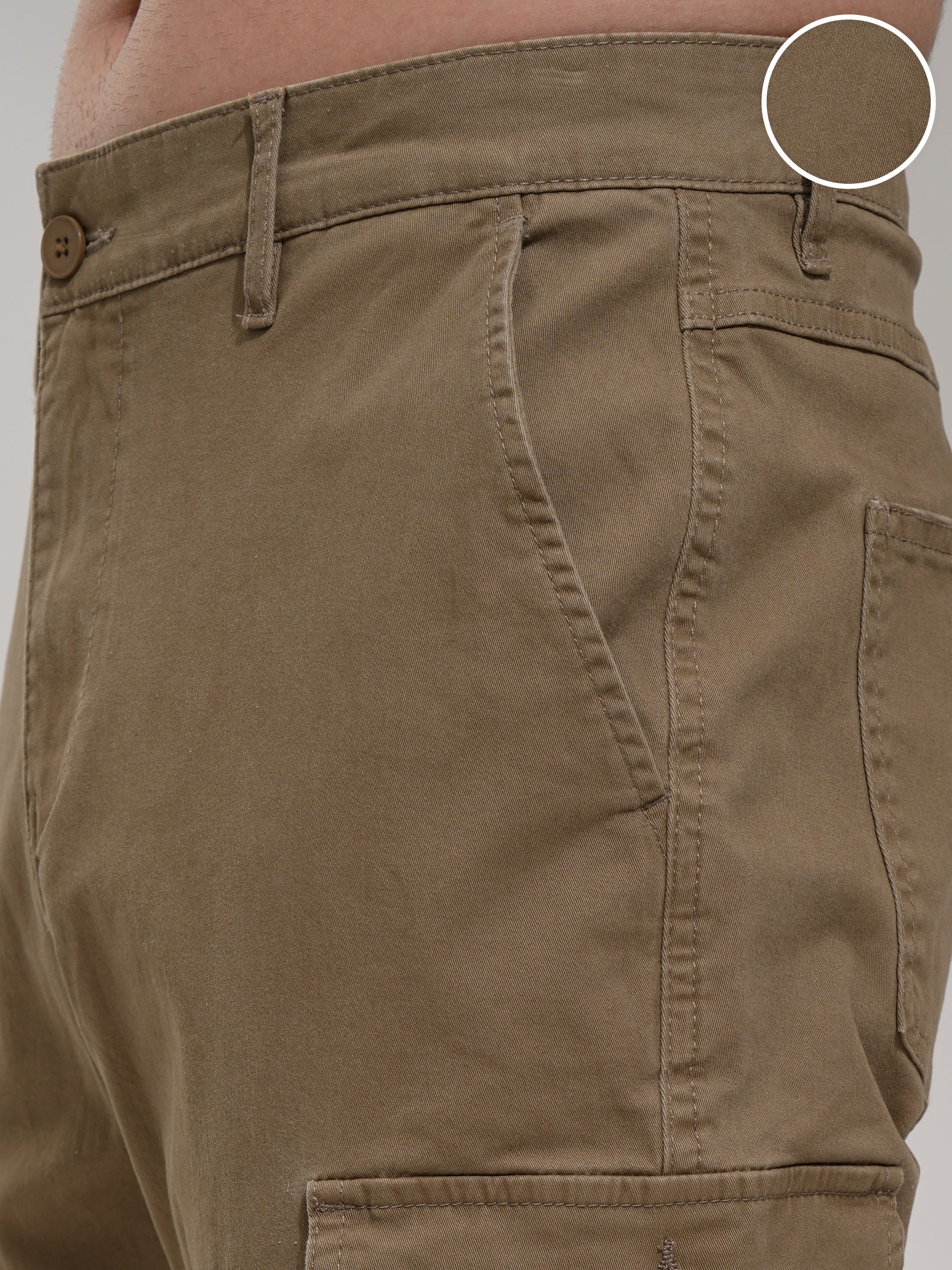 Purple By Highlander Men Brown Regular Fit Solid Cargo - Brown - Image 5