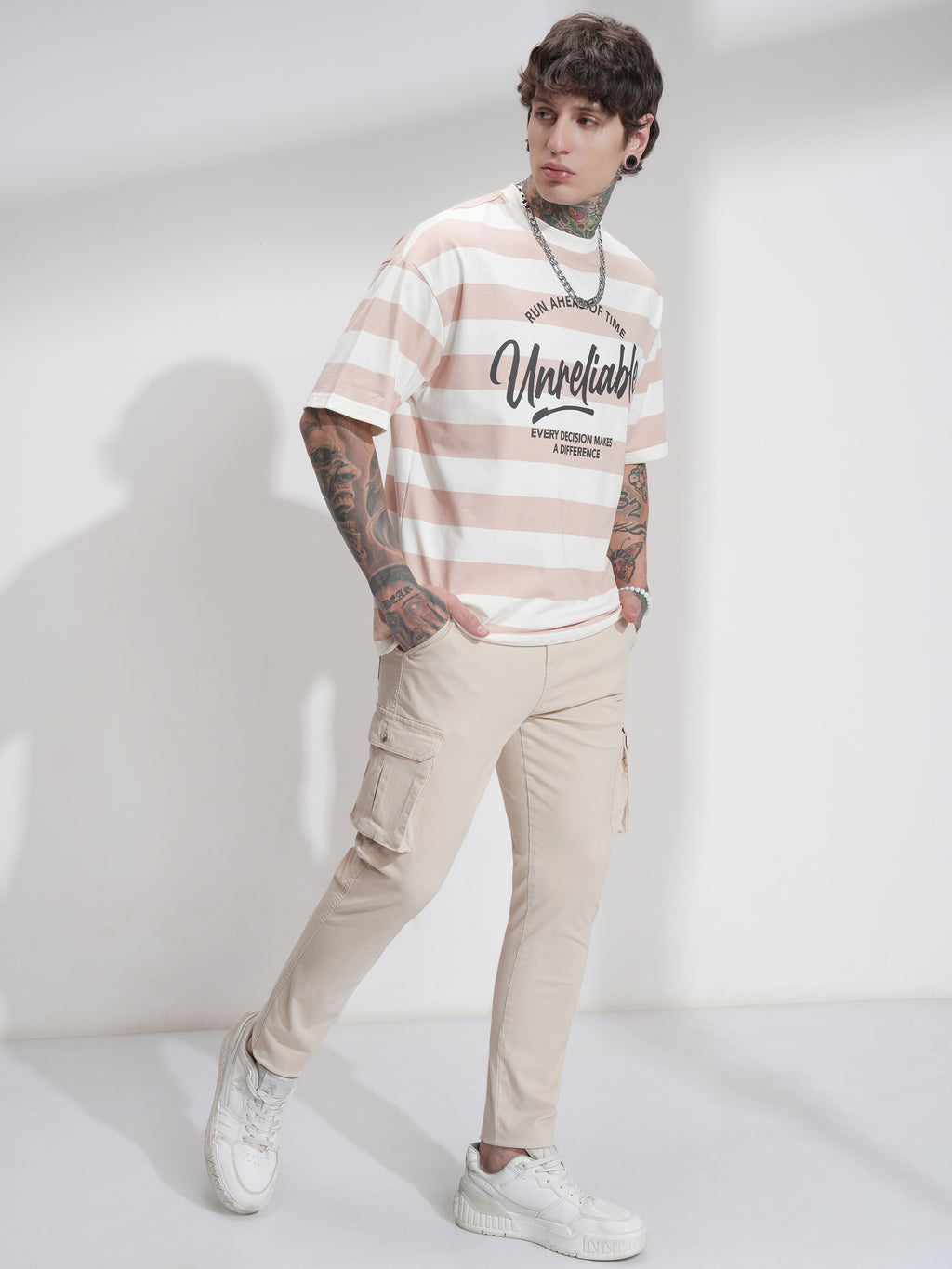 Purple By Highlander Men Beige Regular Fit Solid Cargo - Beige - Image 2