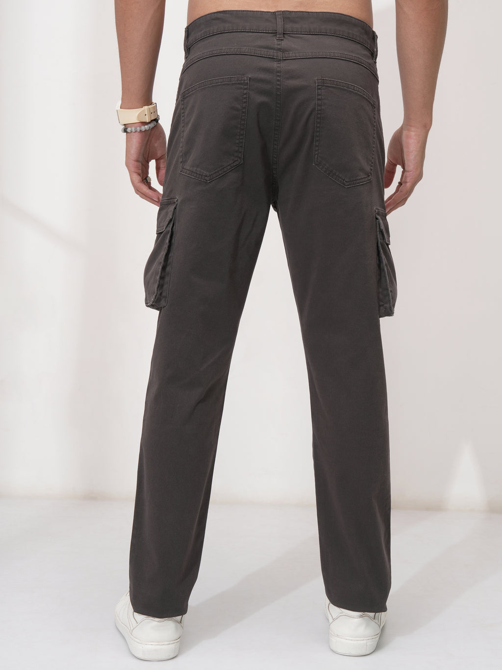 Purple By Highlander Men Grey Tapered Fit Solid Cargo - Grey - Image 3