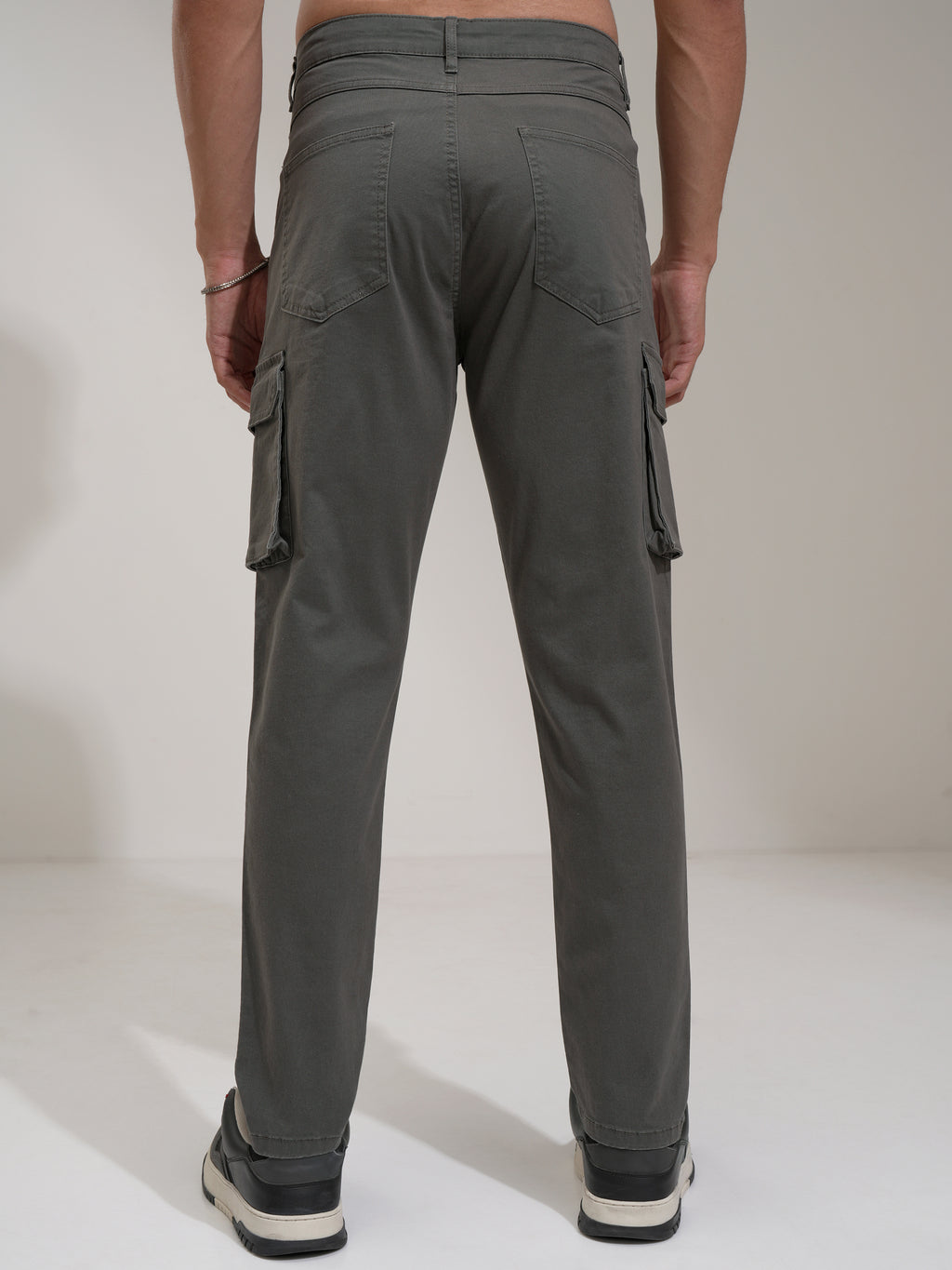 Purple By Highlander Men Grey Regular Fit Solid Cargo - Grey - Image 3