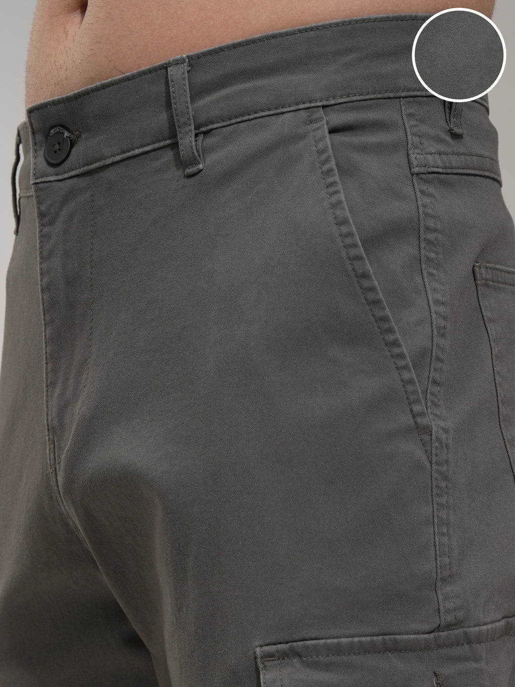 Purple By Highlander Men Grey Regular Fit Solid Cargo - Grey - Image 5