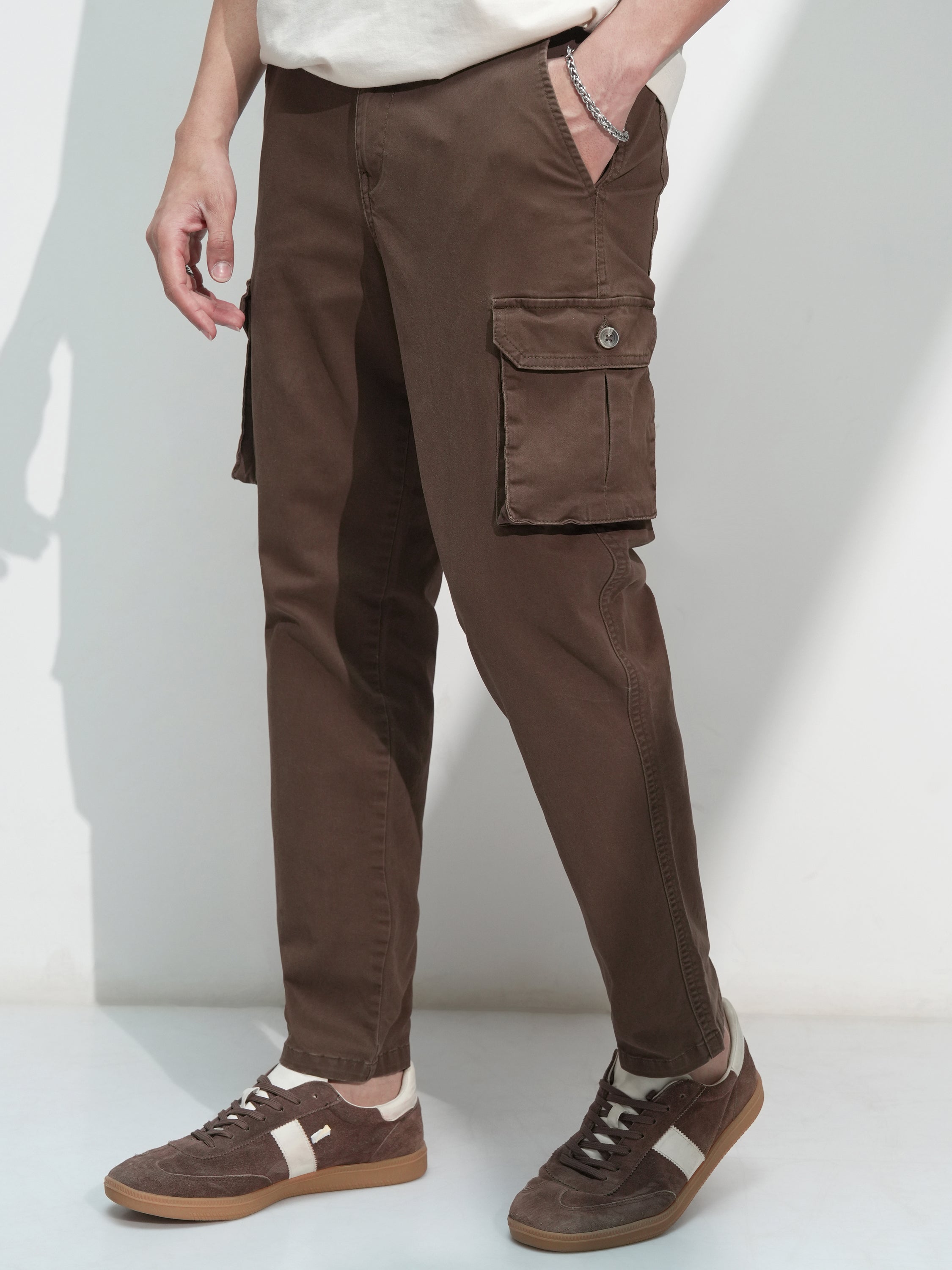Highlander Men Brown Regular Fit Solid Cargo - Brown - Image 4