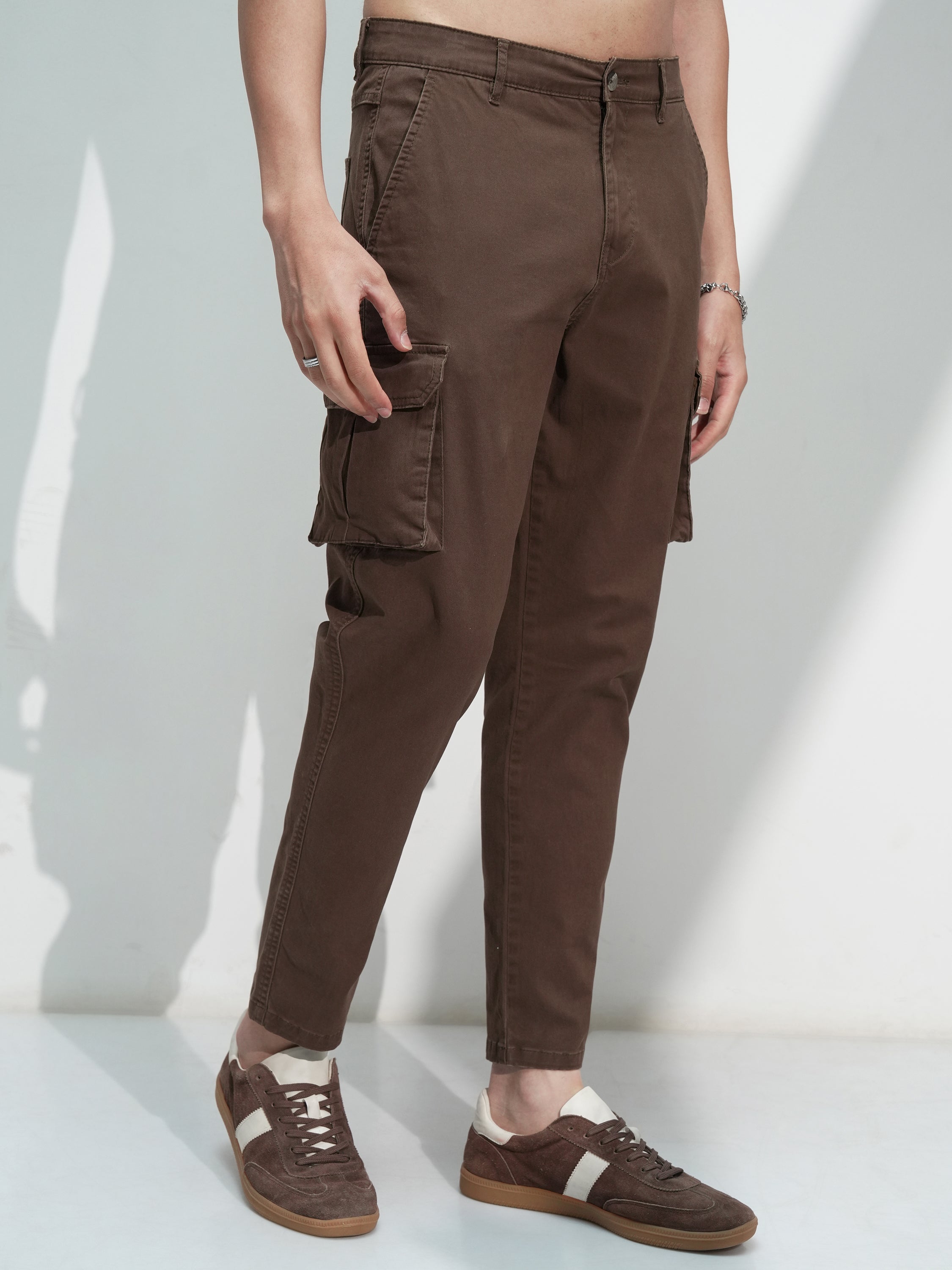 Highlander Men Brown Regular Fit Solid Cargo - Brown - Image 6
