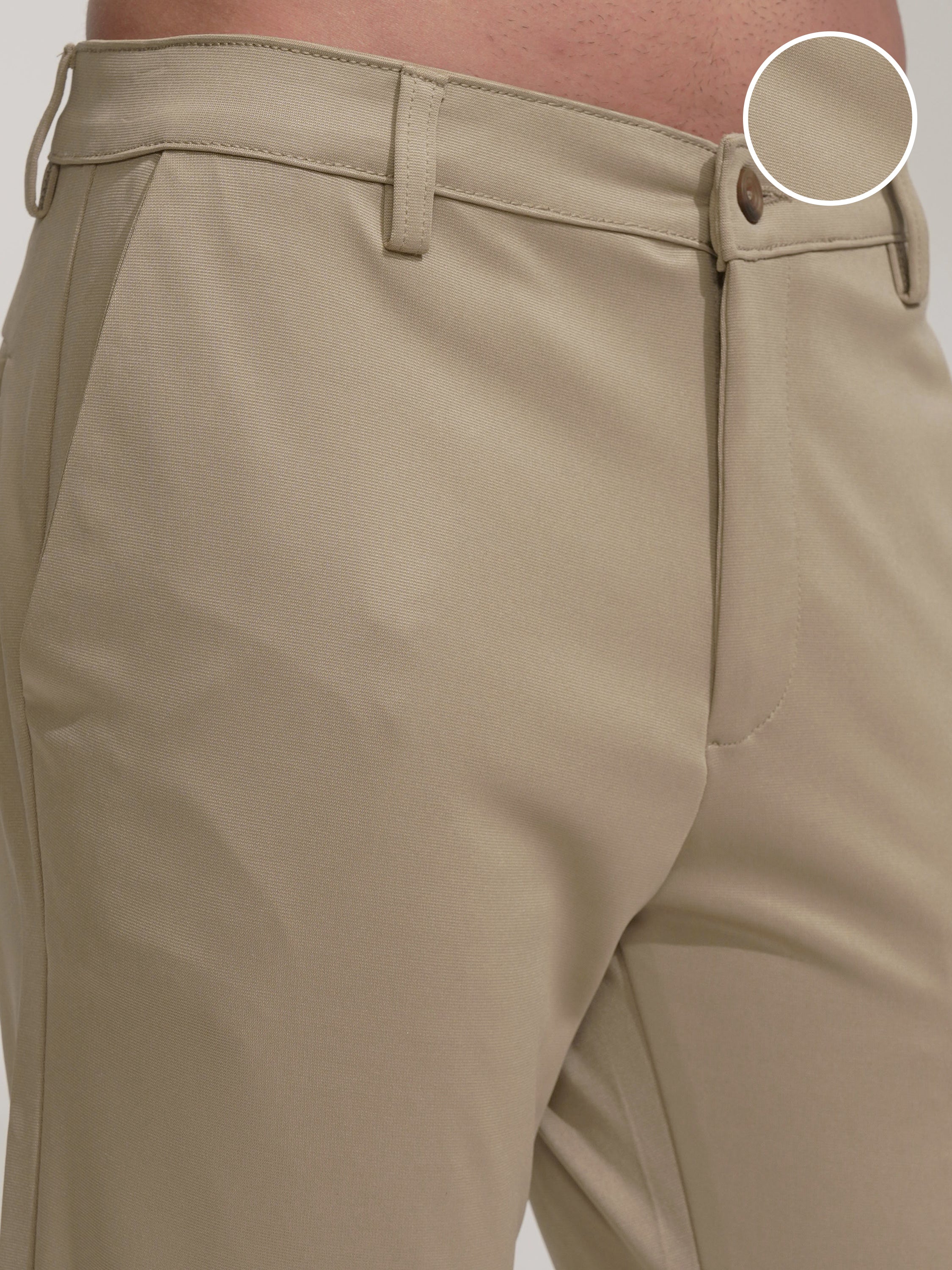 Purple By Highlander Men Beige Regular Fit Solid Chinos - Beige - Image 5