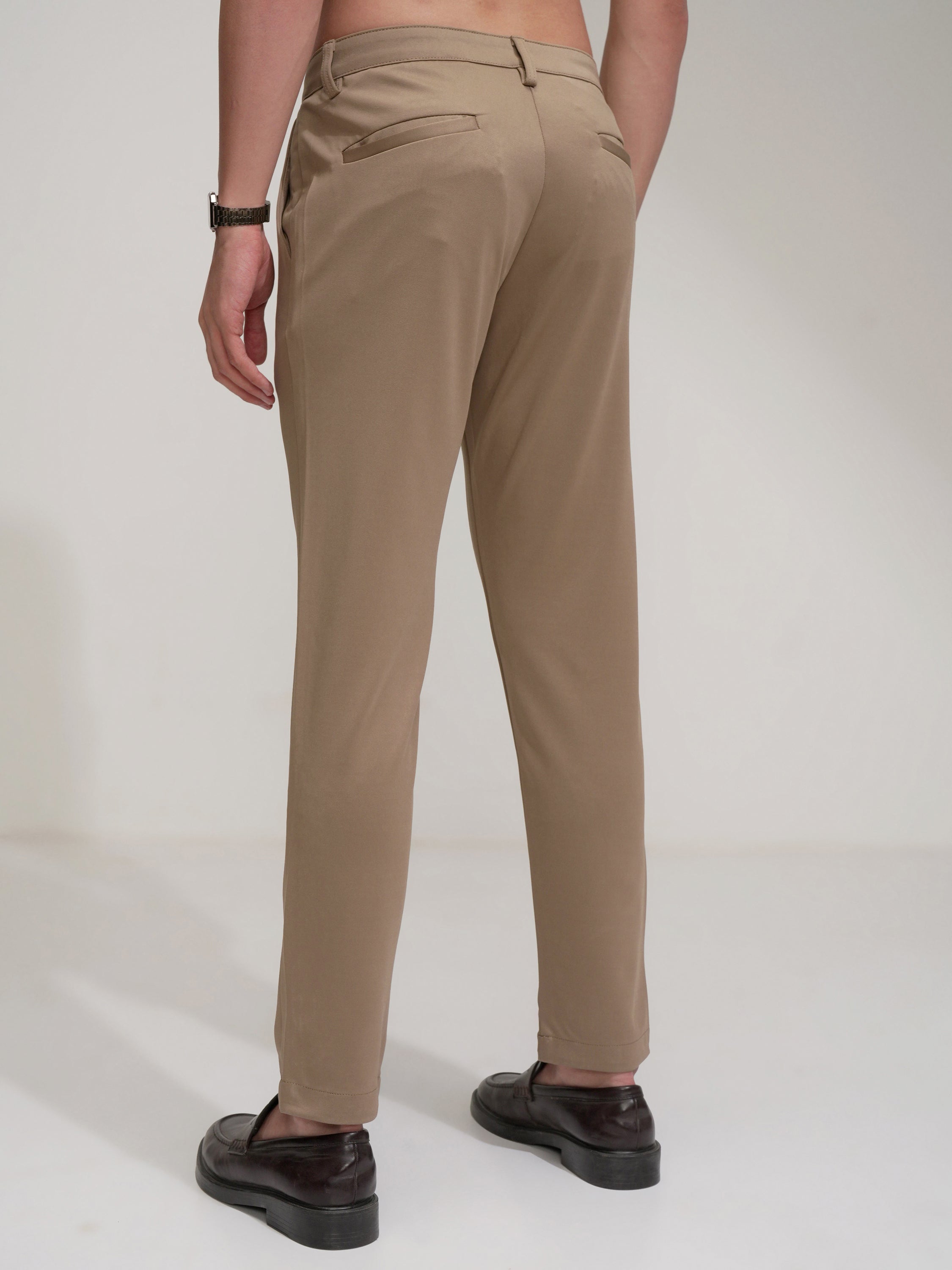 Purple By Highlander Men Khaki Slim Fit Solid Chinos - Khaki - Image 3