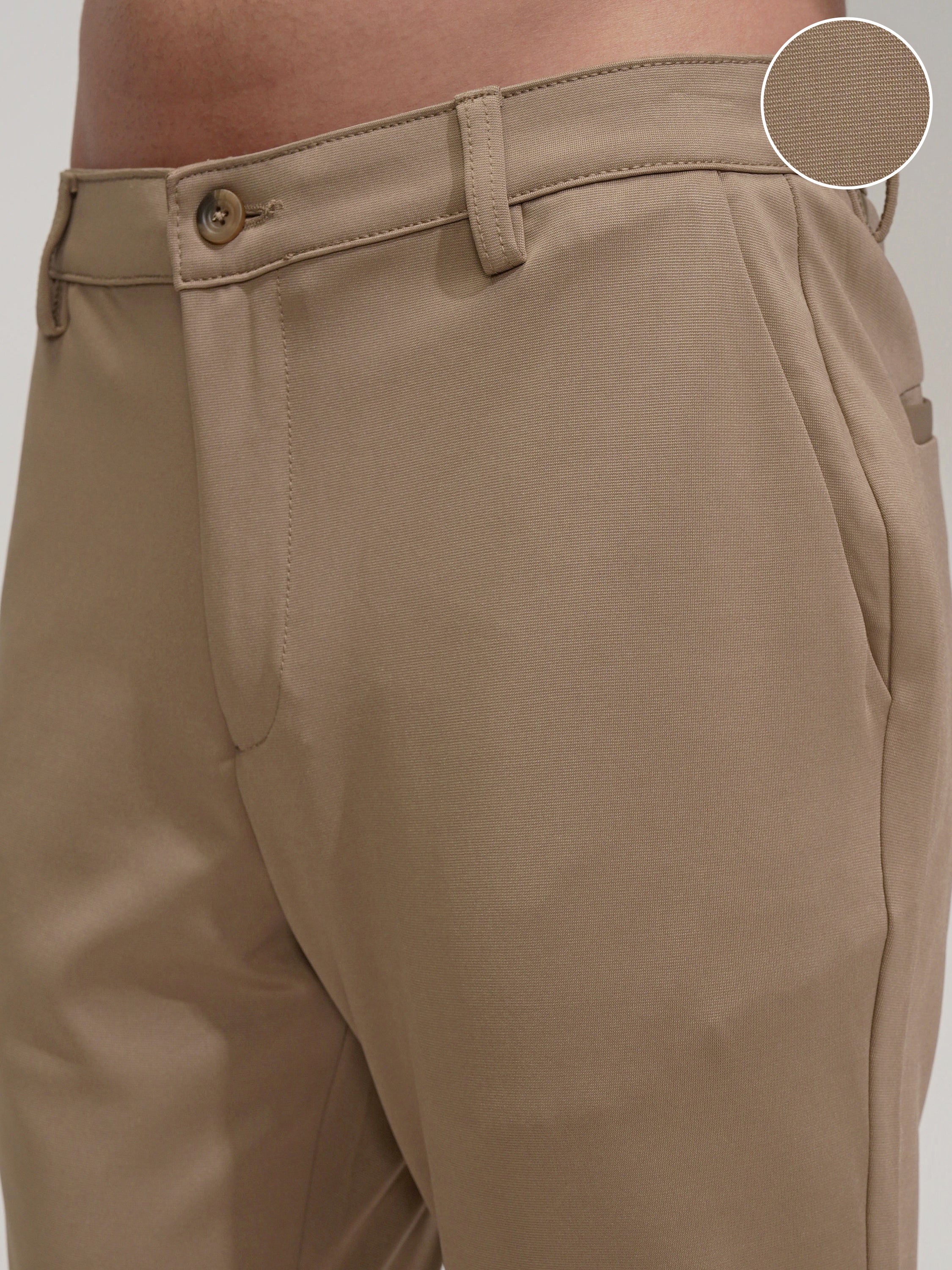 Purple By Highlander Men Khaki Slim Fit Solid Chinos - Khaki - Image 5